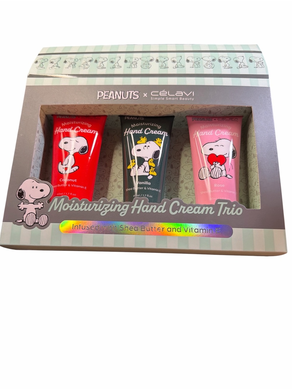 NWT Peanuts x Celavi Moisturizing Hand Cream Trio - Snoopy Gift Set